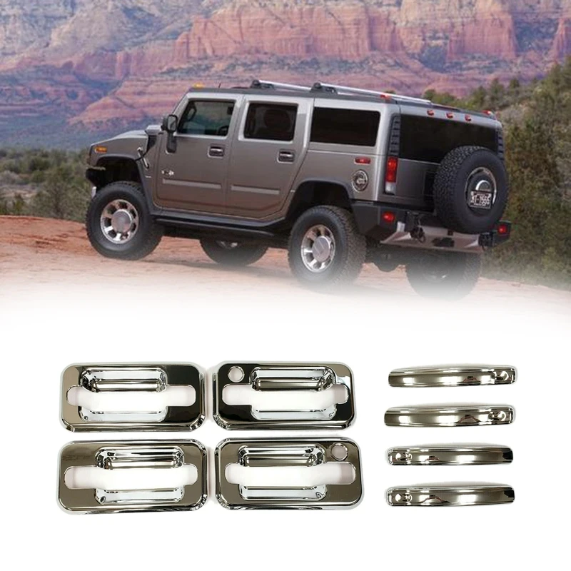 

8PC/Set Car With Passenger Key Hole Door Handle Cover For HUMMER H2 SUV SUT 2003-2009