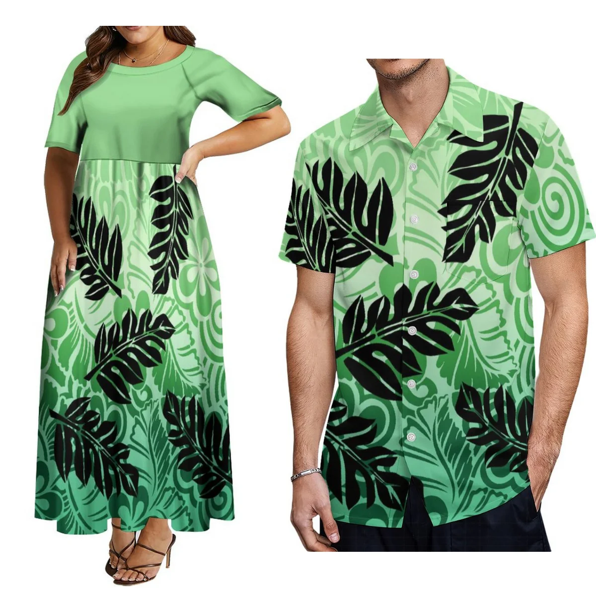 

Custom Couple Dress Custom Polynesian Tribal Women'S Dress Plus Size Short Sleeve Maxi 8xl Pacific Islands Hawaiian Men'S Shirt