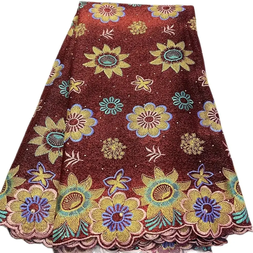 African Tulle Embroidered Lace Fabric, Double-Layer, Bright Silk, Polyester, 5 Yard
African Tulle Embroidered Lace Fabric, Double-Layer, Bright Silk, Polyester, 5 Yard