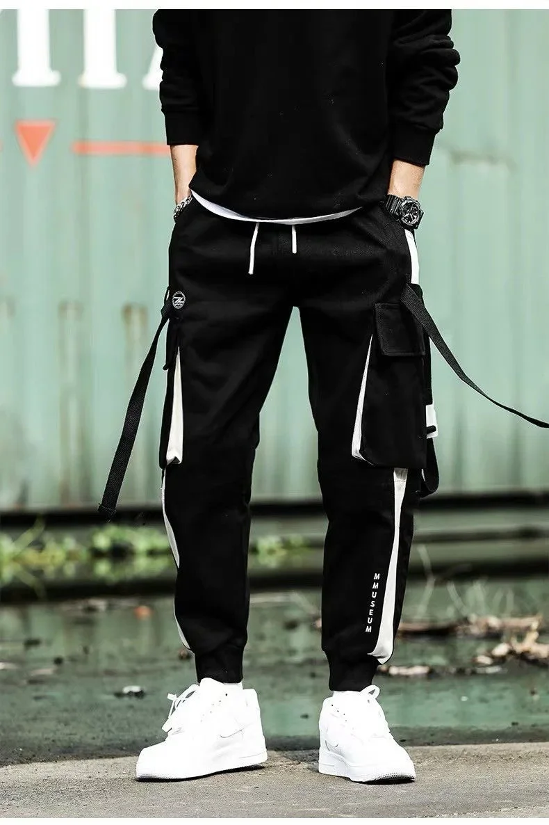 

Fashion functional streamer overalls thin-style loose-fitting nine-point pants trend-bound casual pants