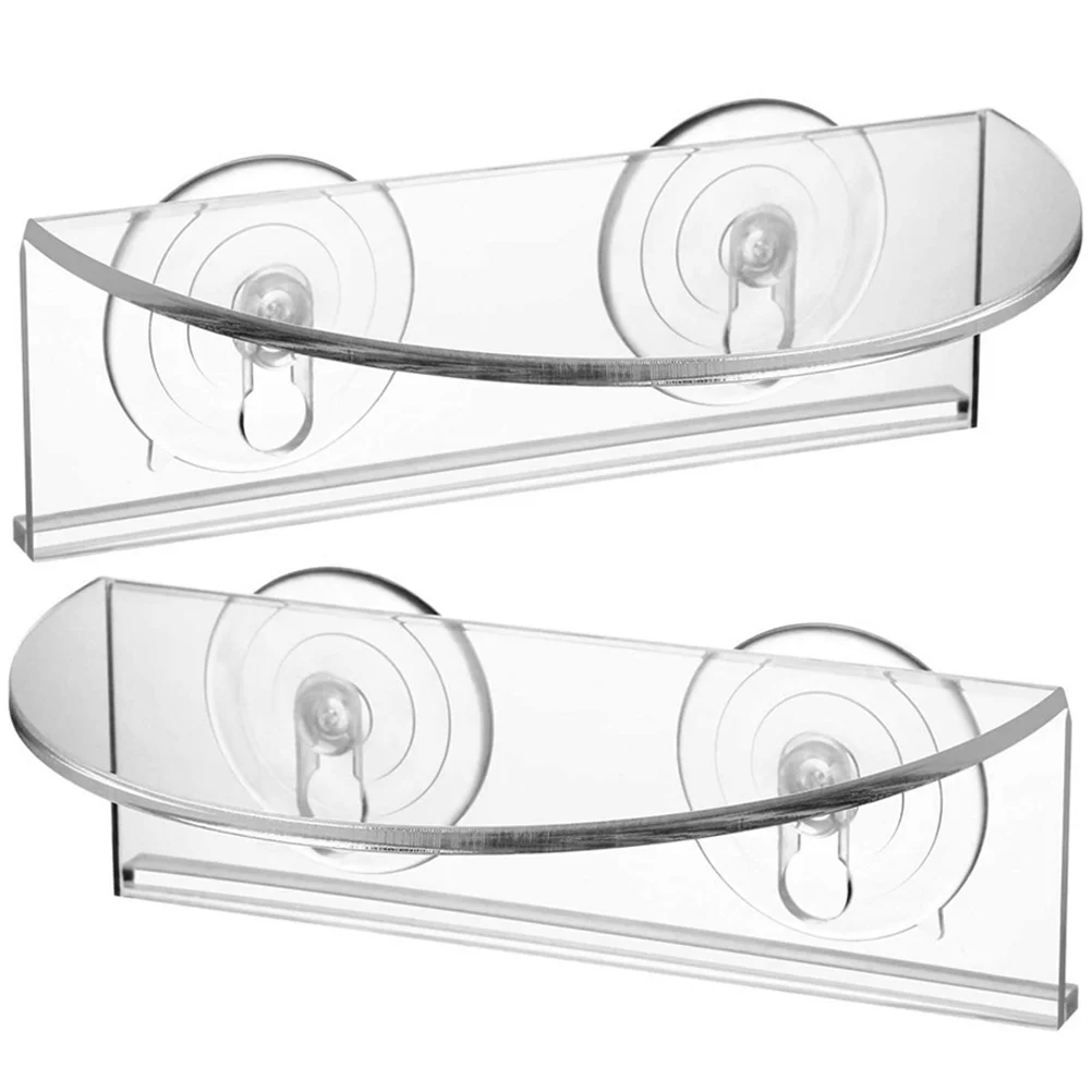 

2 Pcs Clear Shelves Household Bonsai Racks Suction Cup Plant Holders Stand Garden Stands Acrylic Shelf Small Potting