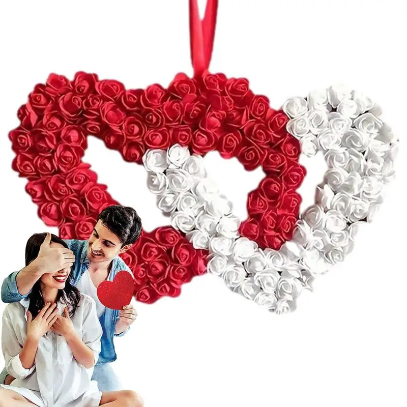 

2024 Valentines Day Wreath new background wall decoration Hearts Hang Valentine's Day Wreaths for Party decor accesssories