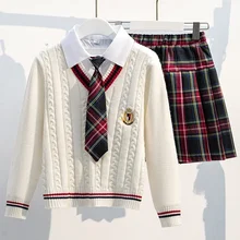 New Autumn Children Sets for Girls School Uniform Twinset Kids School Look Girl Clothes Junior Girl Clothing School Clothes 2024