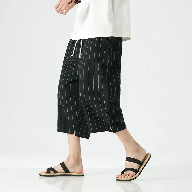 Summer Men’s Harem Pants Cotton Linen Harajuku Style Jogging Wide Leg Striped Pants Male Streetwear Casual Calf-Length Trousers
Summer Men’s Harem Pants Cotton Linen Harajuku Style Jogging Wide Leg Striped Pants Male Streetwear Casual Calf-Length Trousers