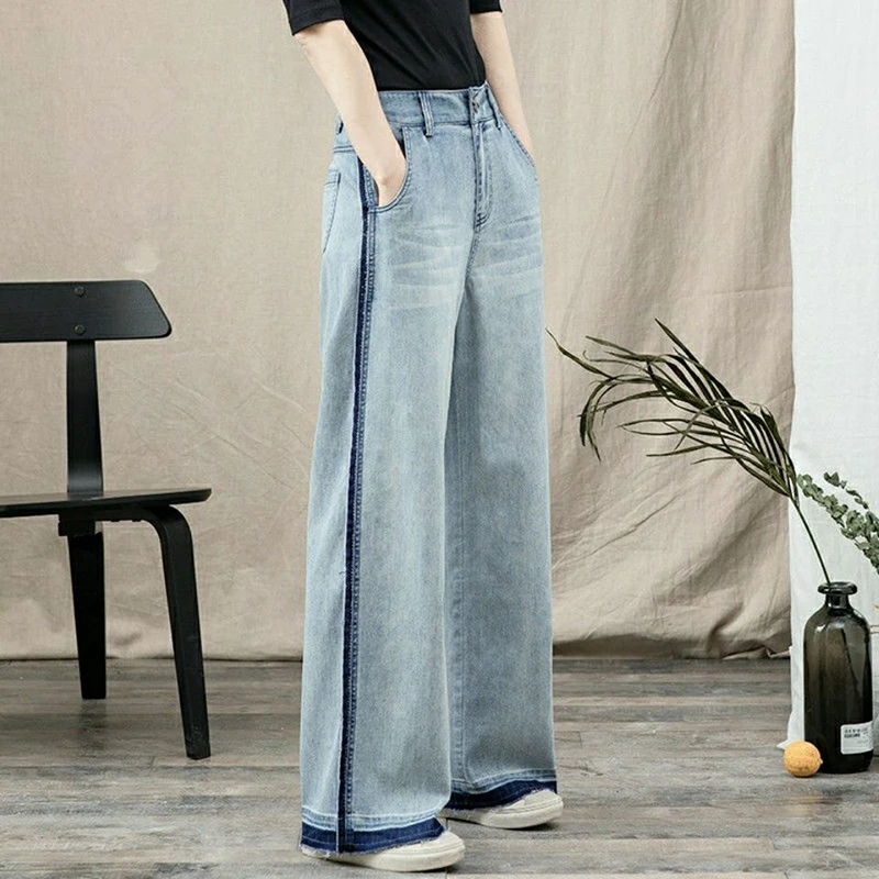 2023 Spring Summer New Korea Fashion Women High Waist Cotton Denim Wide Leg Pants Side Stripe Design Casual Loose Jeans
2023 Spring Summer New Korea Fashion Women High Waist Cotton Denim Wide Leg Pants Side Stripe Design Casual Loose Jeans