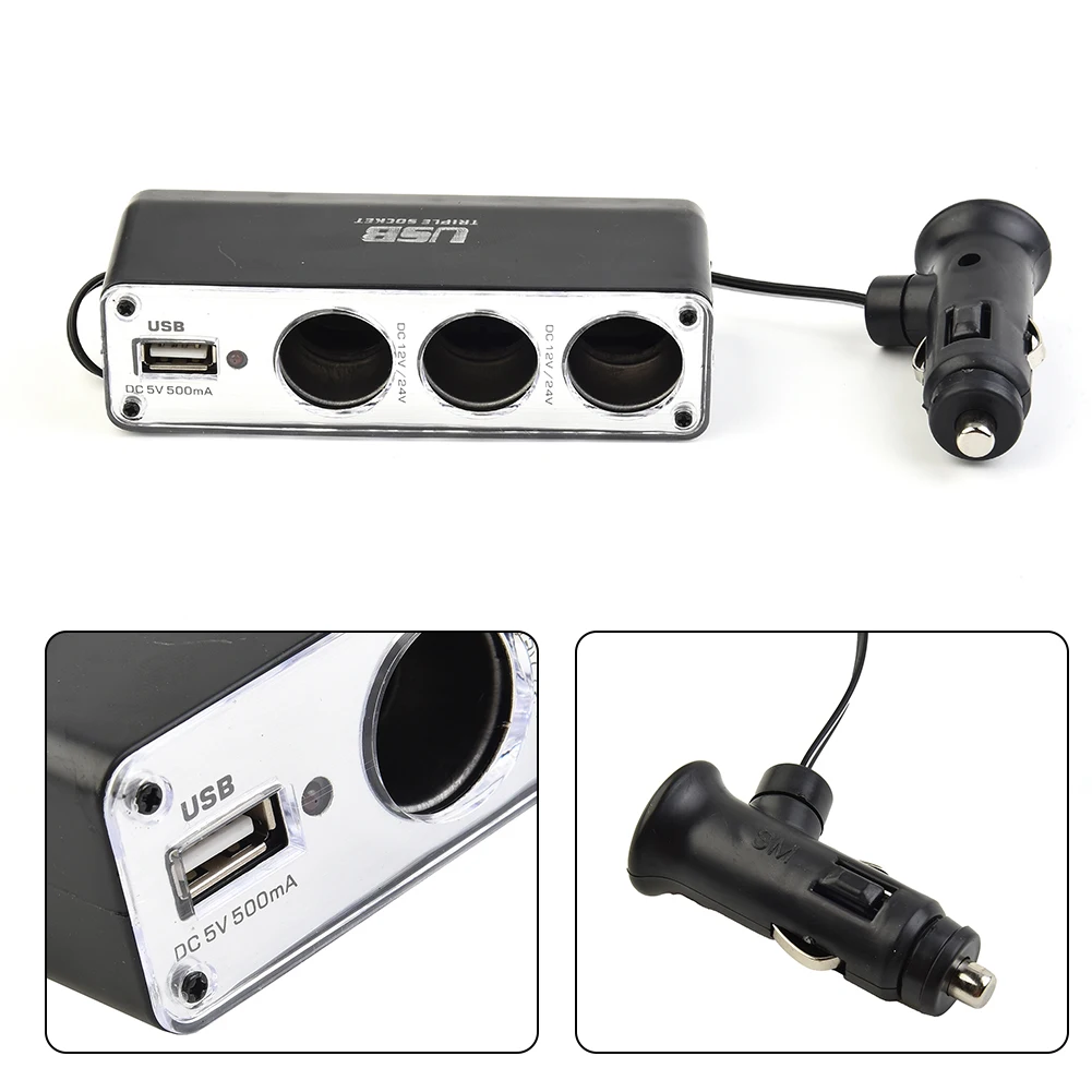 1pcs Car Lighter Adapter Car mounted cigarette lighter with multiple sockets and three branches 12V-24V USB port charger adapter
1pcs Car Lighter Adapter Car mounted cigarette lighter with multiple sockets and three branches 12V-24V USB port charger adapter