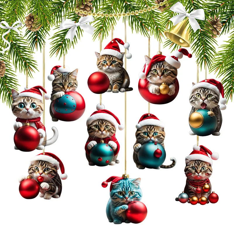 10PCS Christmas cat pendant Christmas tree Hanging Ornaments cute cat Car Interior Festive Party Supplies home decoration
10PCS Christmas cat pendant Christmas tree Hanging Ornaments cute cat Car Interior Festive Party Supplies home decoration