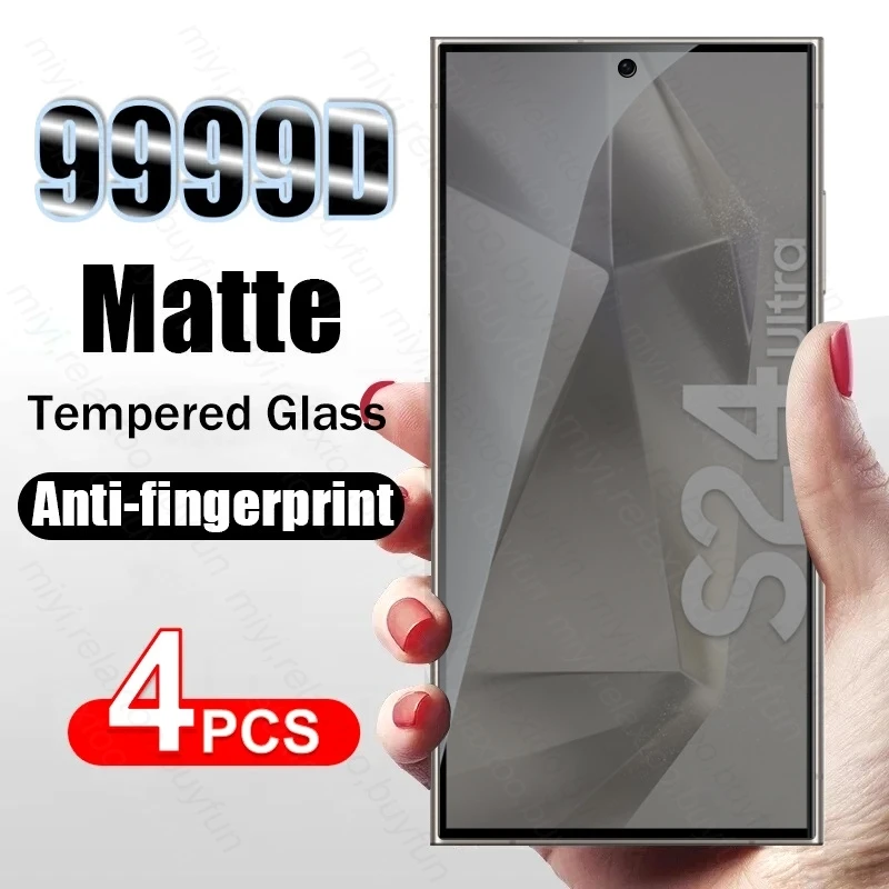 

4PCS 9999D Frosted Matte Tempered Glass For Samsung S24 Ultra Sumsung S 24 Plus S24Ultra S24+ 5G 9H Screen Protector Film Cover