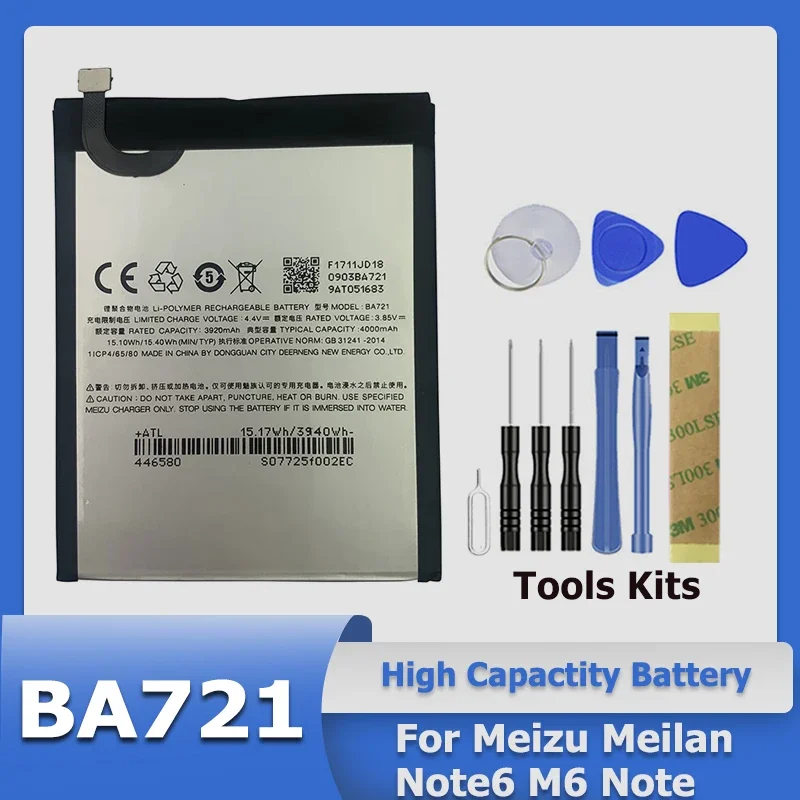 XDOU High Quality New Phone Replace battery For Meizu M6 Note M721H M721L + Tool
XDOU High Quality New Phone Replace battery For Meizu M6 Note M721H M721L + Tool