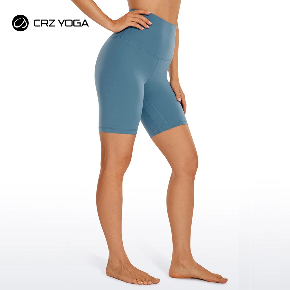 

CRZ YOGA Women's Butterluxe Super High Waisted Biker Shorts 8 Inches - Over Belly Workout Yoga Short Leggings