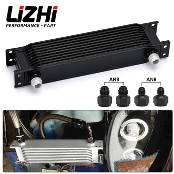LIZHI RACING - New Style Aluminum Universal 10 Rows Engine transmission AN10 Oil Cooler Black LZ7010-2BK