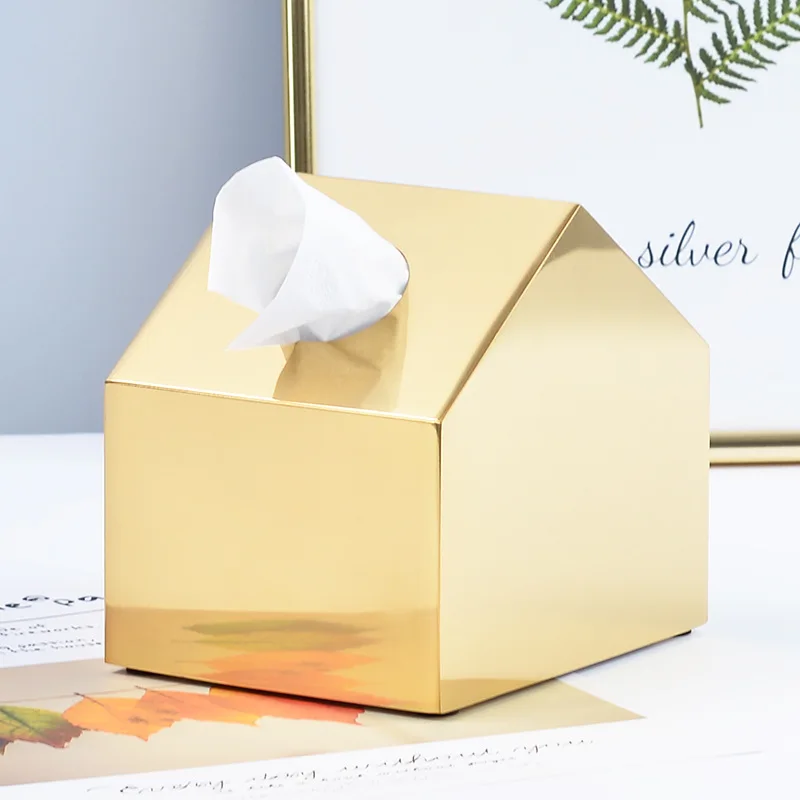 

Домашняя золотая коробка для салфеток, держатель для бумаги из нержавеющей стали, Настольная салфетка чехол