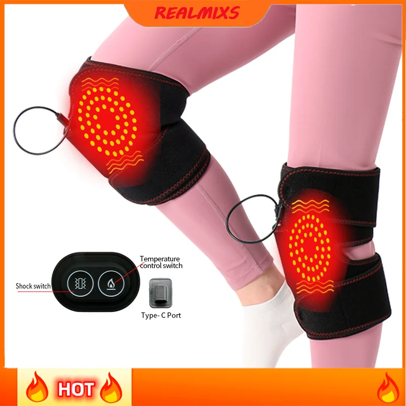 

USB Electric Heating vibration Knee Pads Heated massage Therapy Hot Compress Leg Knee Arthritis Pain Relief Back Brace Health