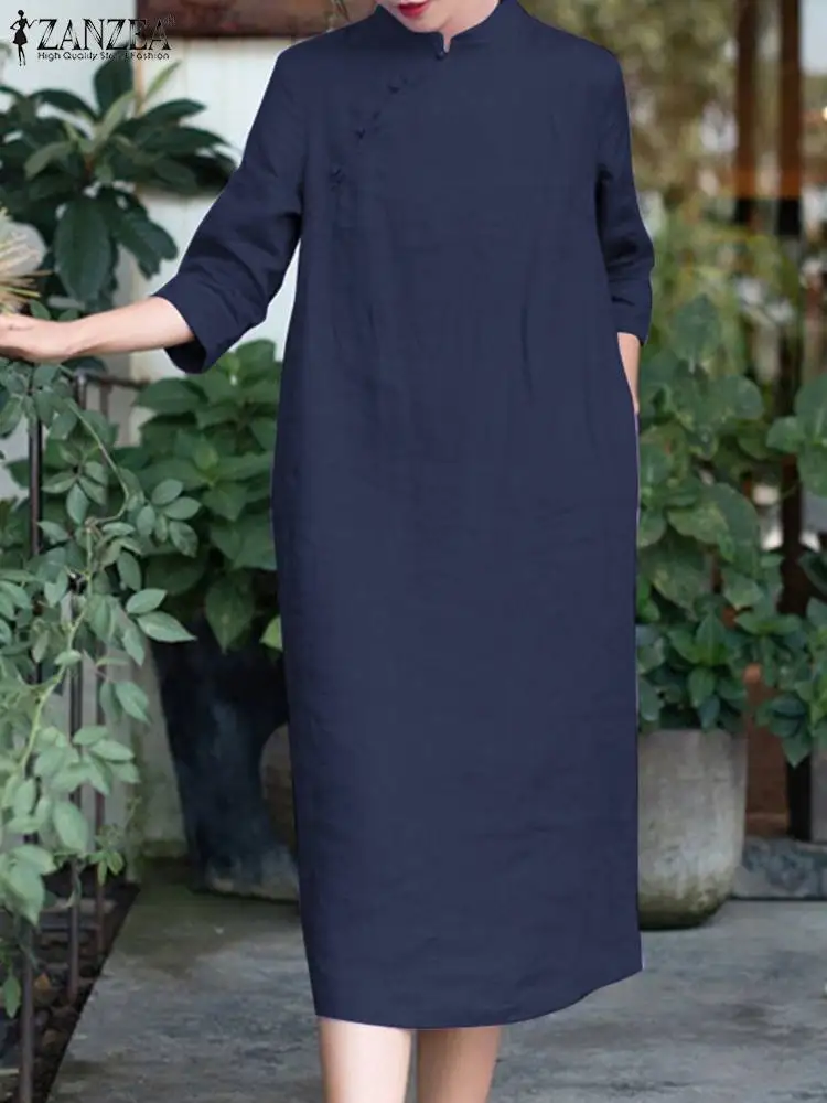2024 ZANZEA Summer Vintage Dress Women 3/4 Sleeve Stand Collar Dresses Elegant Party Sundress Casual Holiday Vestidos Robe Femme
2024 ZANZEA Summer Vintage Dress Women 3/4 Sleeve Stand Collar Dresses Elegant Party Sundress Casual Holiday Vestidos Robe Femme