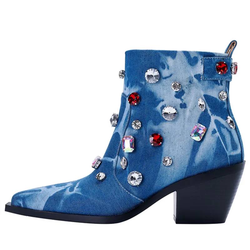 New Colorful Rhinestone Bling Bling Fashion Denim Boots Pointed Sexy Elegant Classic High Heel Women's Short Boots Envío Gratis
New Colorful Rhinestone Bling Bling Fashion Denim Boots Pointed Sexy Elegant Classic High Heel Women's Short Boots Envío Gratis