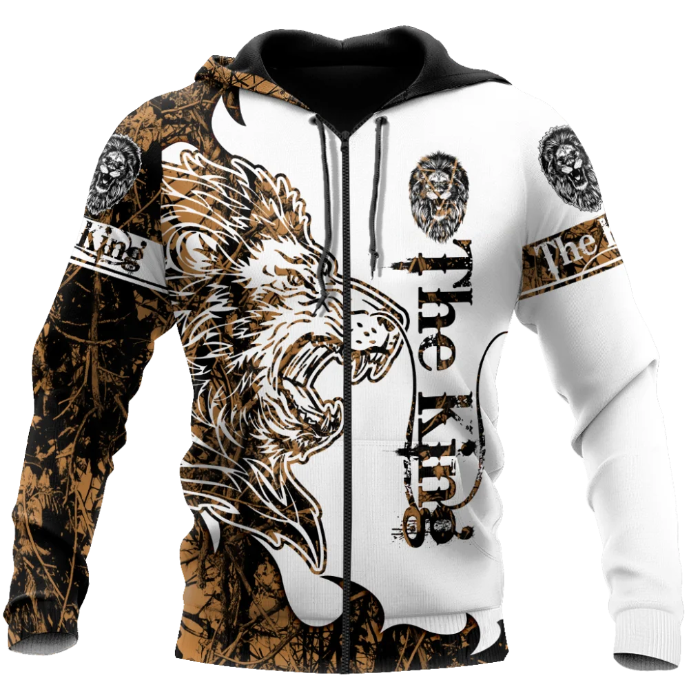 

Marca de moda outono hoodies o leão tatuagem 3d todo impresso camisola dos homens unisex zip pulôver jaqueta casual dw0193
