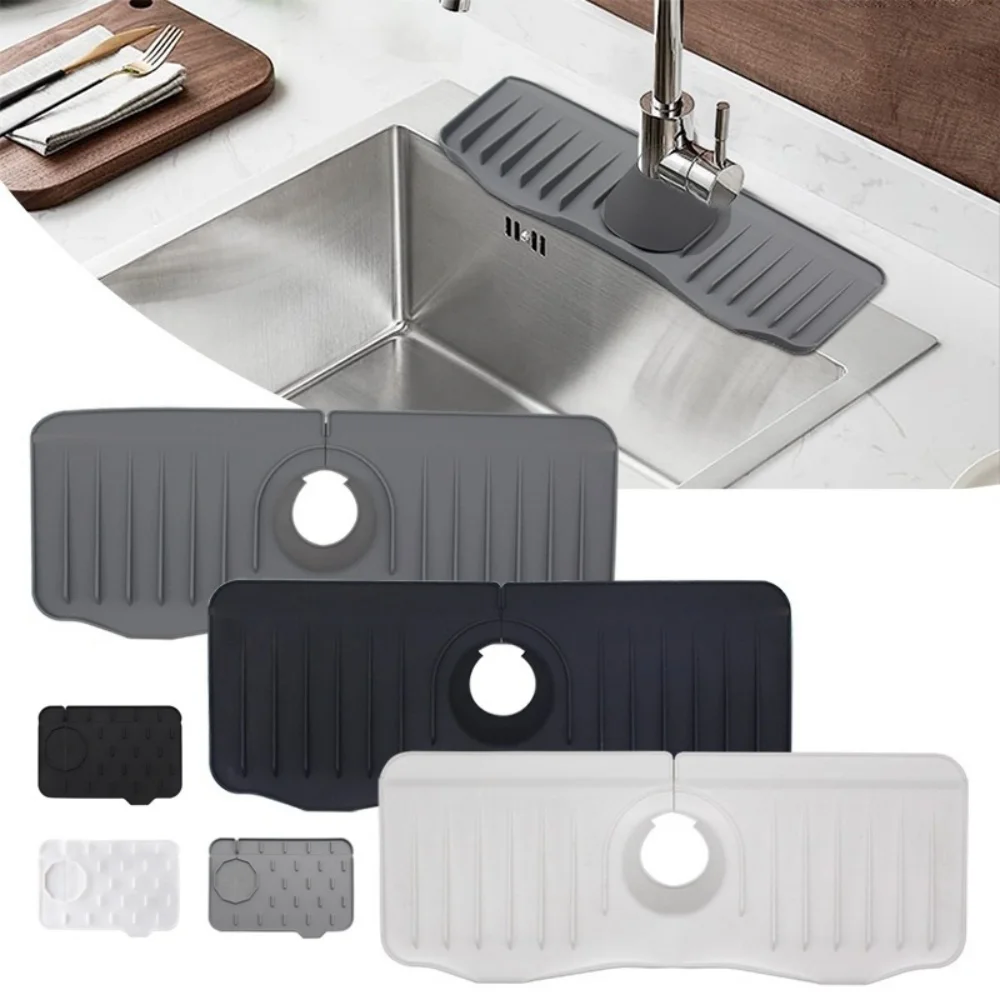 

Faucet Absorbent Mat Silicon Kitchen Sink Splash Guard Drain Pad Water Splash Catcher Mats Countertop Protector Kitchen Gadgets
