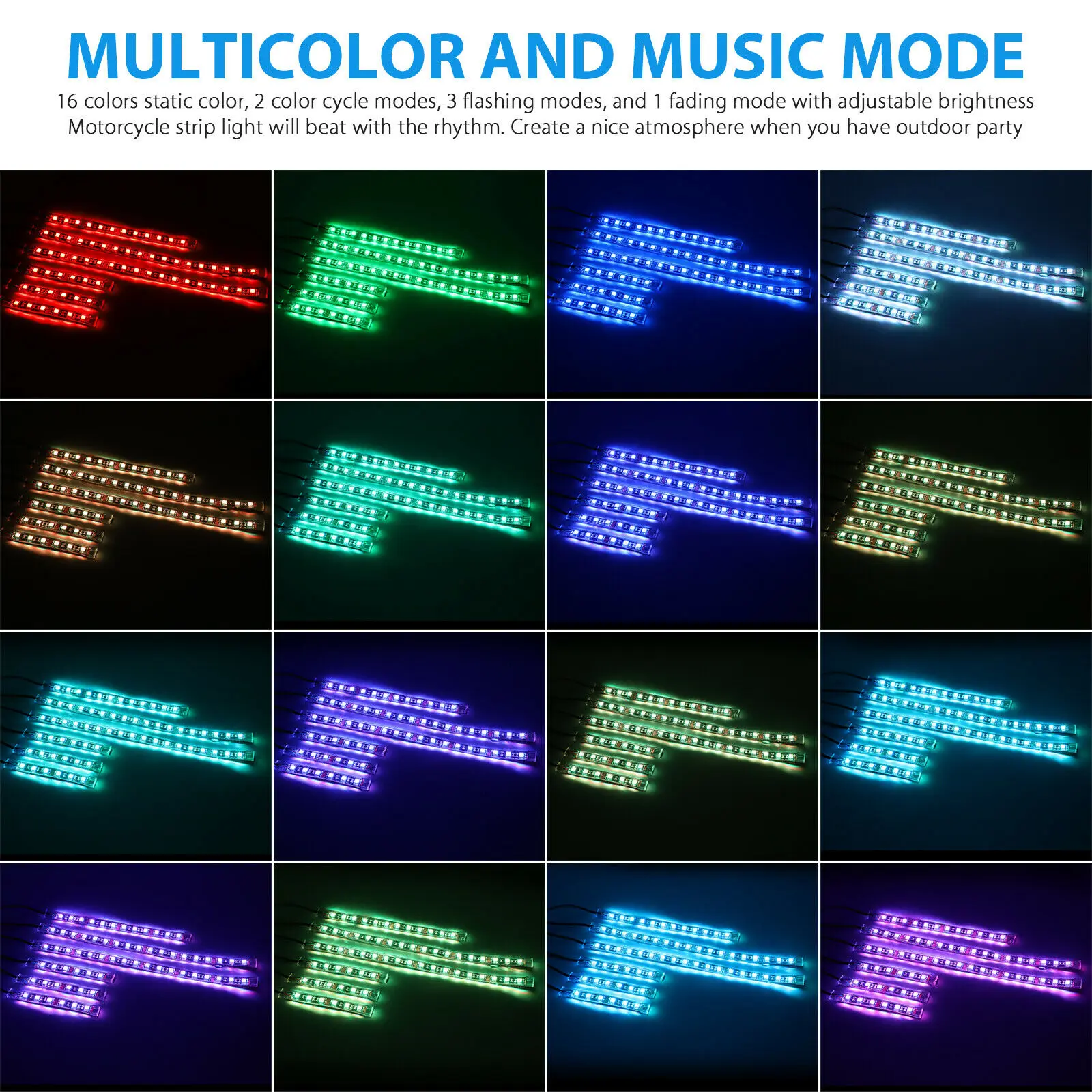 1 Set Universal Vehicle Decoration Lights RGB Bluetooth LED Light Accent Glow Neon Strip APP Control Kit For Motorcycle Car ATV
1 Set Universal Vehicle Decoration Lights RGB Bluetooth LED Light Accent Glow Neon Strip APP Control Kit For Motorcycle Car ATV