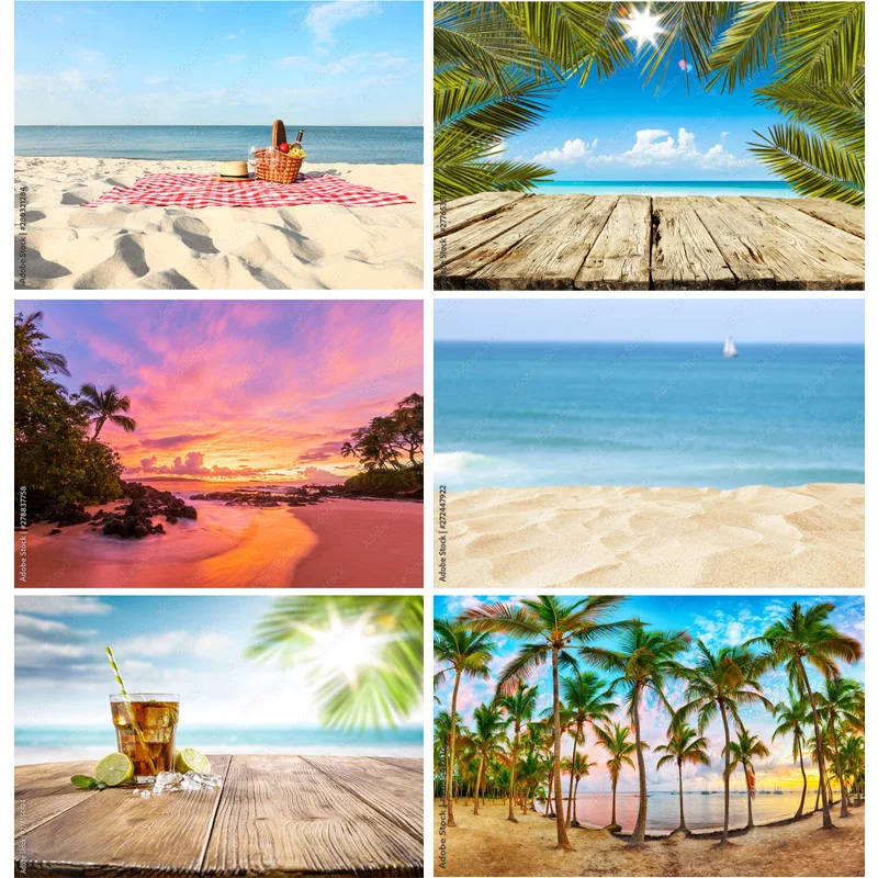 

Tropical Sea Beach Palms Tree Photography Background Natural Scenic Photo Backdrops Photocall Photo Studio 211227-HHB 13