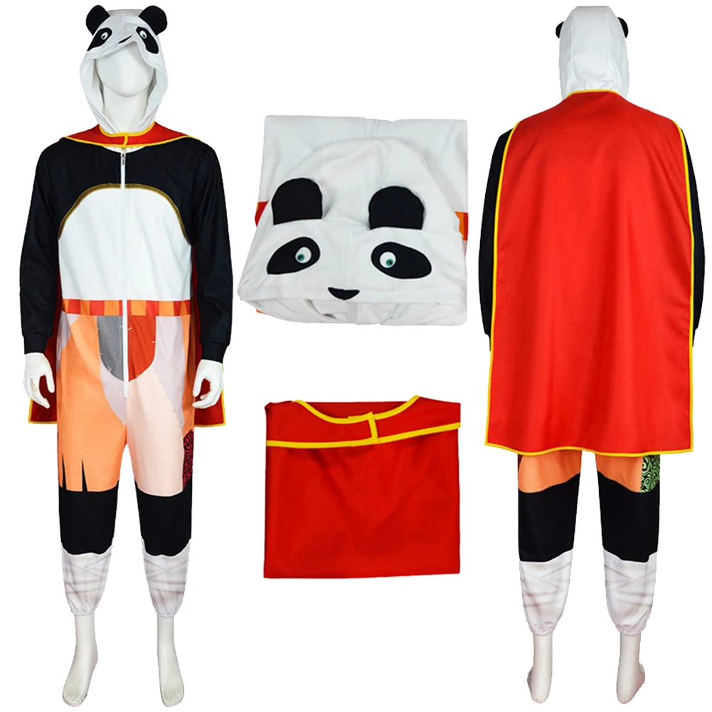 

Po Cosplay Adult Women Men Costume Anime Movie Kung Fu Cosplay Panda 4 Roleplay Cloak Jumpsuit Unisex Halloween Party Suit