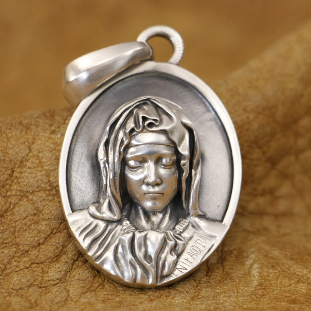 

925 Sterling Silver Details Virgin Mary Pendant Charms Belief Jewelry TA441