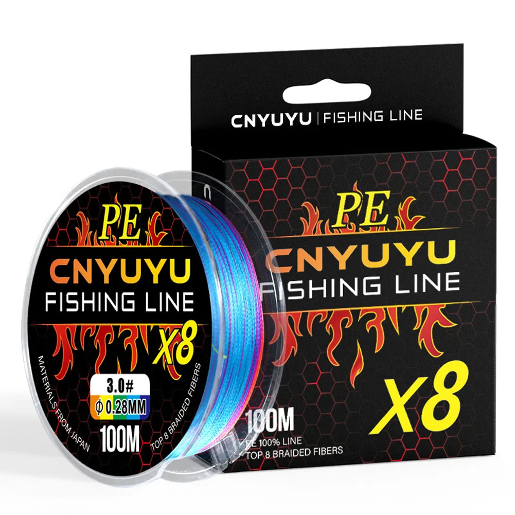 

CNYUYU Braided Fishing Line 8 Strand Abrasion Resistant Braided Lines Super Durable Casting Rainbow Color For Visibility 100M