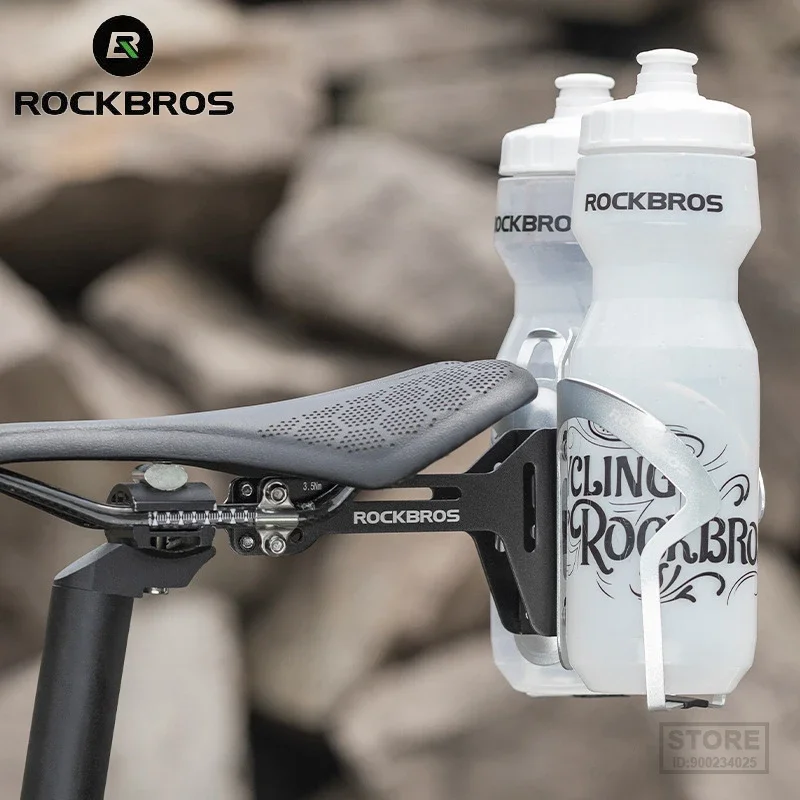 

ROCKBROS Double Cup Bicycle Water Bottle Cage Saddle Extension Holder Cycling Kettle Brackets MTB Road Bike Accessories Parts