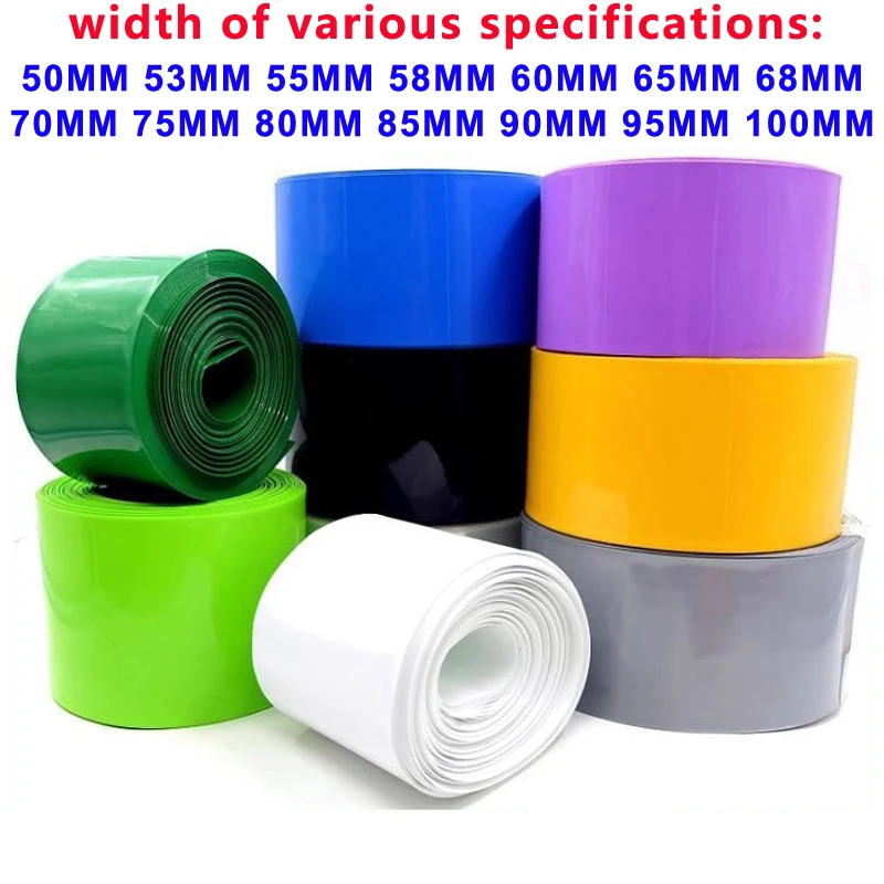 

1m PVC heat shrink tube 18650 21700 32650 Lithium battery pack packaging skin Heat shrink sleeve battery color protective film