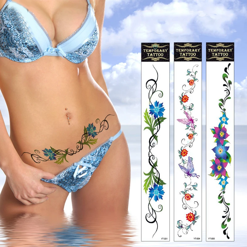 

Body Art Waterproof Temporary Tattoos For Women 3D Flower Waist Tattoo Stickers Multi Colored Sexy Tattoo Sticker Body Art New