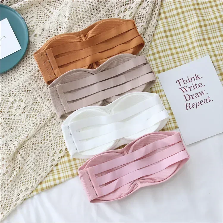 Women's Invisible Strapless Bra with Removable Pads Sexy Underwear Tube Top Girls One-piece Backless Lingerie Cropped Tanks Women's Invisible Strapless Bra with Removable Pads Sexy Underwear Tube Top Girls One-piece Backless Lingerie Cropped Tanks