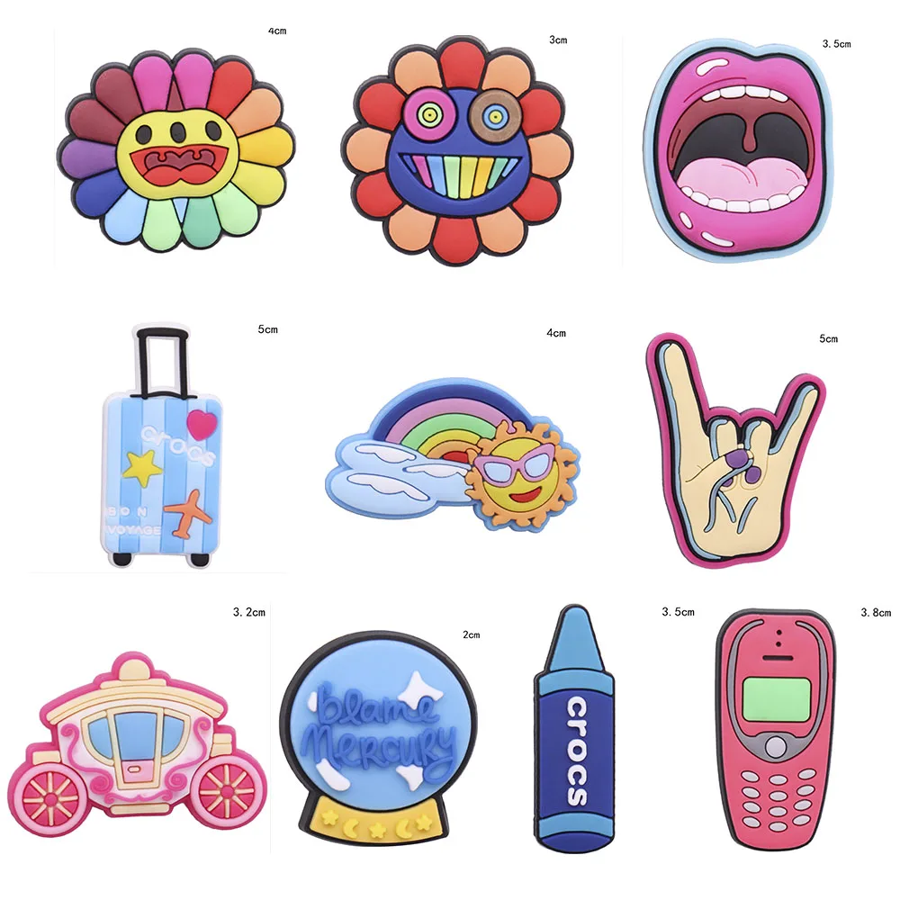 50Pcs Phone Flowers Suitcase Sun Pumpkin Car PVC Garden Shoes Charms Shoe Decorations DIY Bracelets Croc Jibz Kids Party Gift
50Pcs Phone Flowers Suitcase Sun Pumpkin Car PVC Garden Shoes Charms Shoe Decorations DIY Bracelets Croc Jibz Kids Party Gift