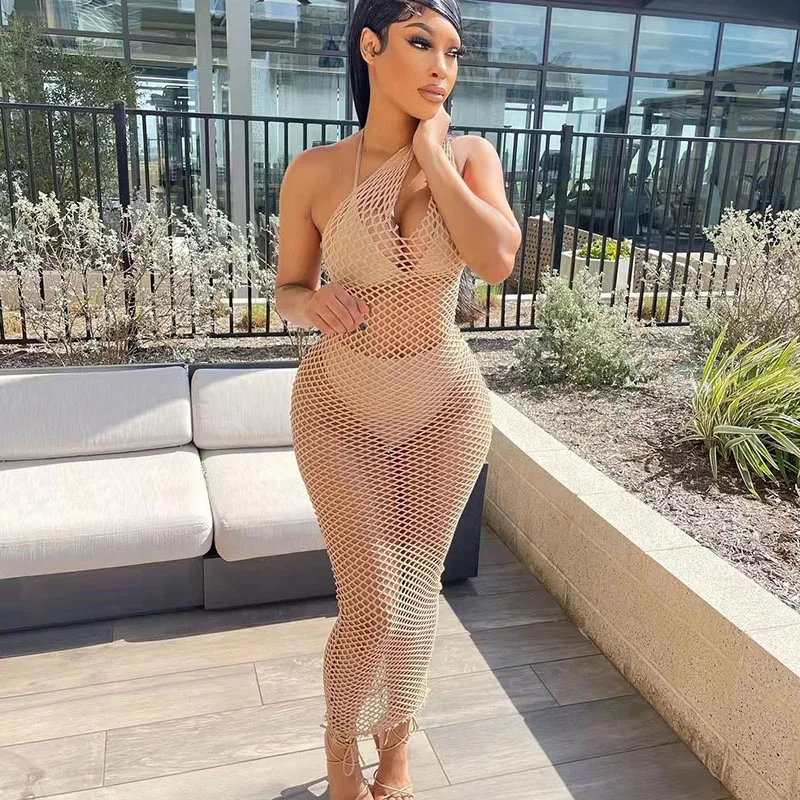 Sexy Fishnet Mesh Hollow Out Summer Dress Women One Shoulder Beach Cover Up Club Dresses Vacation Party Long Dress Sundress
Sexy Fishnet Mesh Hollow Out Summer Dress Women One Shoulder Beach Cover Up Club Dresses Vacation Party Long Dress Sundress