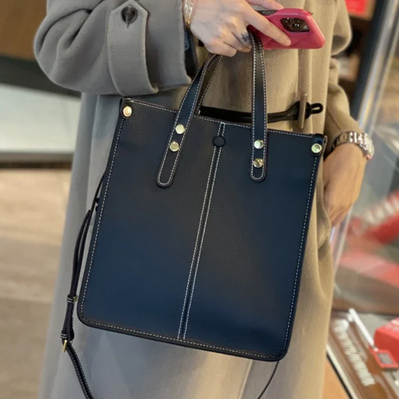 

Genuine Leather Handbag Tote Tote Women's Bag Premium Sense Single Shoulder Crossbody Large Capacity Business Duty Briefcase New