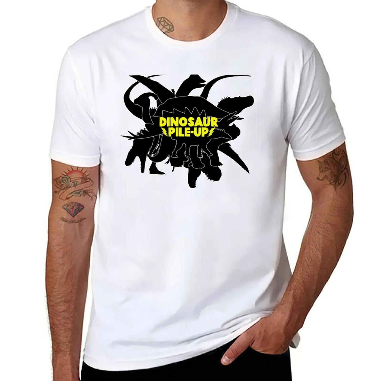 

New DINOSAUR PILE-UP T-Shirt graphics t shirt kawaii clothes Aesthetic clothing t shirts for men