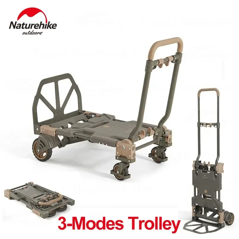 

Ultralight Camping Trolley Carrier Folding Hand Cart Foldable Wagon Handcart with Removable Wheels Heavy Duty Equipment 120kg
