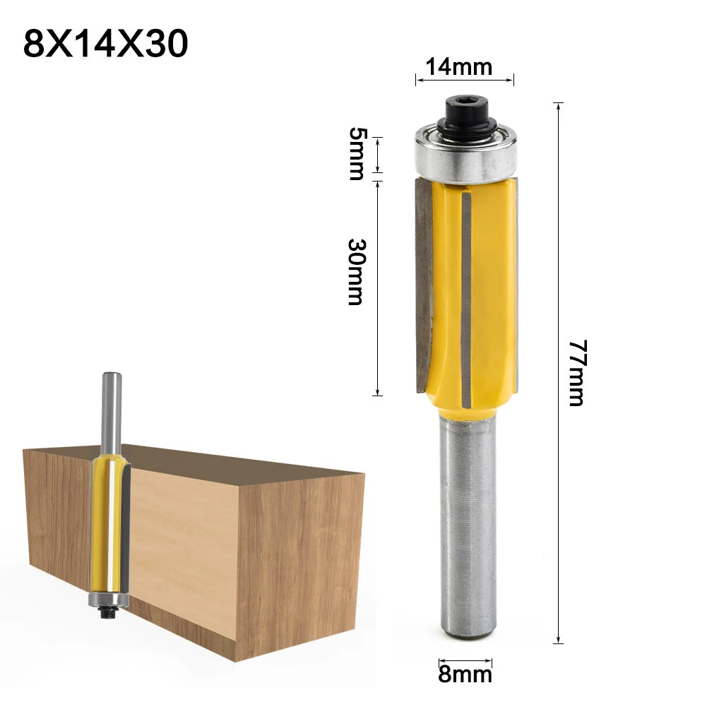 1pcs 8mm Shank 4 Teeth Flush Trim Pattern Router Cutter Bit Bearing Cutting Milling Tool For Wood Woodworking Milling Cutters
1pcs 8mm Shank 4 Teeth Flush Trim Pattern Router Cutter Bit Bearing Cutting Milling Tool For Wood Woodworking Milling Cutters