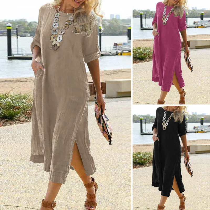 ELIJOIN2023 European and American Casual Retro Long Shirt Dress Long Sleeve Hem Split Long Skirt Loose Elegant Cotton Long Skirt
ELIJOIN2023 European and American Casual Retro Long Shirt Dress Long Sleeve Hem Split Long Skirt Loose Elegant Cotton Long Skirt