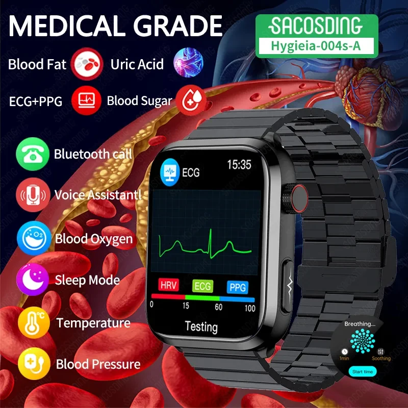 2023 New Blood Sugar Smart Watch Men Health Blood Lipid Uric Acid Monitor ECG+PPG Sport Watch Smart Bluetooth Call Smartwatch
2023 New Blood Sugar Smart Watch Men Health Blood Lipid Uric Acid Monitor ECG+PPG Sport Watch Smart Bluetooth Call Smartwatch
