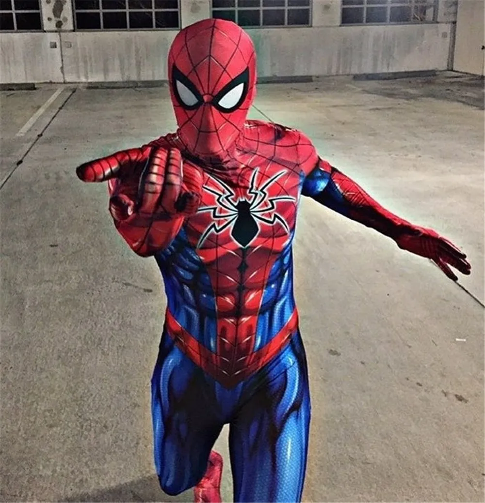 

Adult/Kids Halloween Anime Spiderman Costume Ultimate Armor MK 4 suit Cosplay Fullbody All-New All-Different Superhero Jumpsuit