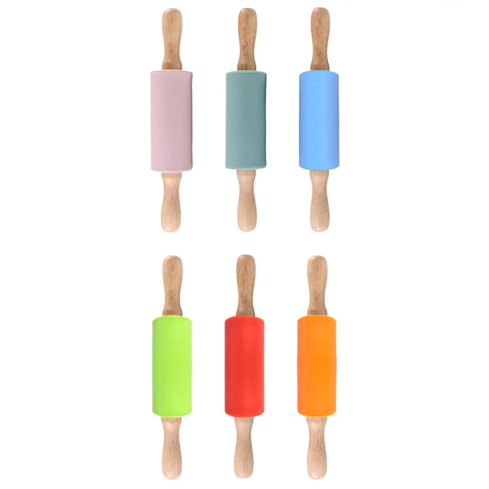 6pcs Small Rolling Pin Non-Stick Silicone Rolling Pin with Wooden Handles for Baking
6pcs Small Rolling Pin Non-Stick Silicone Rolling Pin with Wooden Handles for Baking