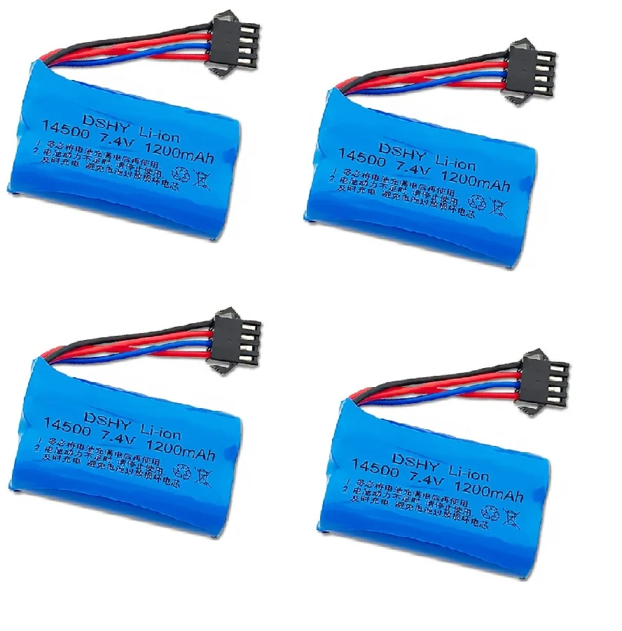 

7.4V 14500 Li-ion battery SM4P for Electric Toys water bullet gun toys accessory 7.4V 1200mAh battery for Vehicles RC toy