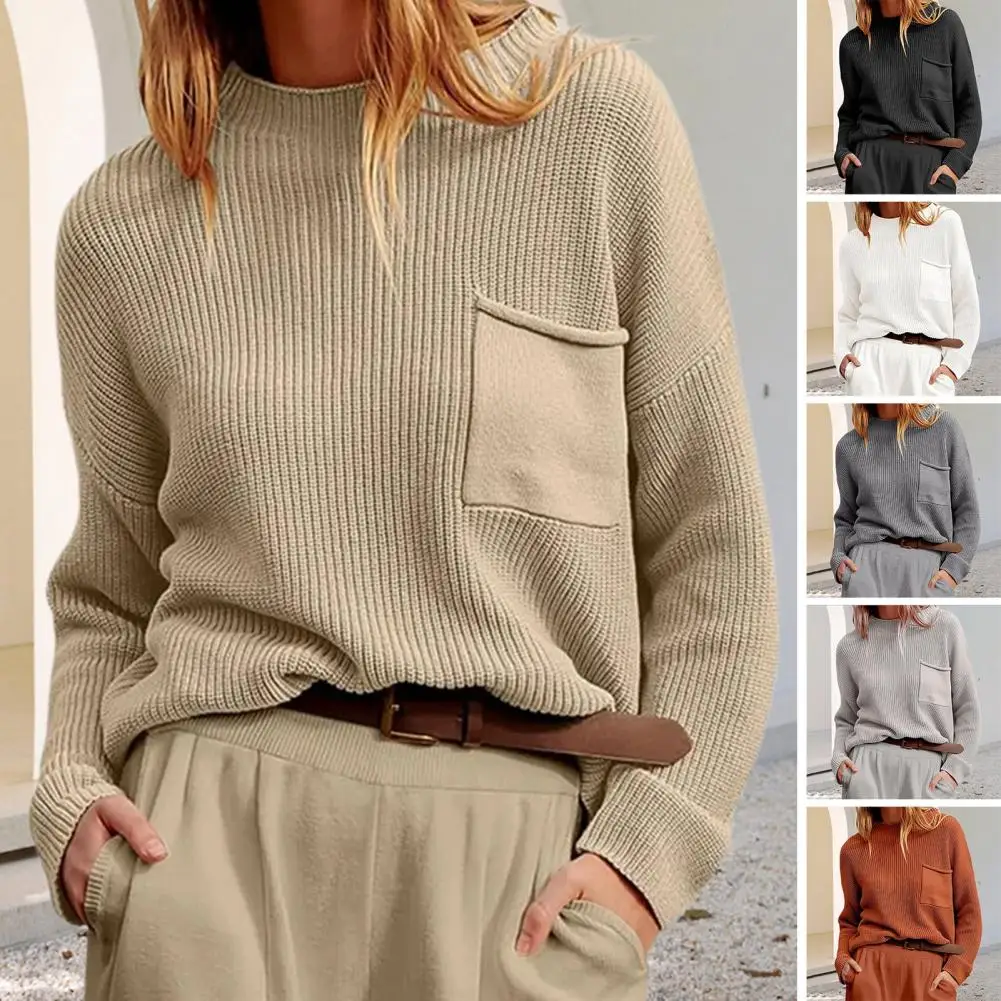 Women Autumn Winter O-neck Long Sleeve Knitting Sweater Pocket Splicing Thick Warm Solid Color Casual Basic Jumpers Tops Streetw
Women Autumn Winter O-neck Long Sleeve Knitting Sweater Pocket Splicing Thick Warm Solid Color Casual Basic Jumpers Tops Streetw