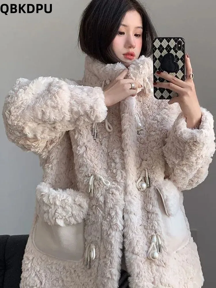 

Свободная зимняя куртка из искусственной шерсти Casaco, Корейская женская теплая куртка из овечьей шерсти, Повседневная Толстая кашемировая куртка с бархатной подкладкой, Корейская новая куртка