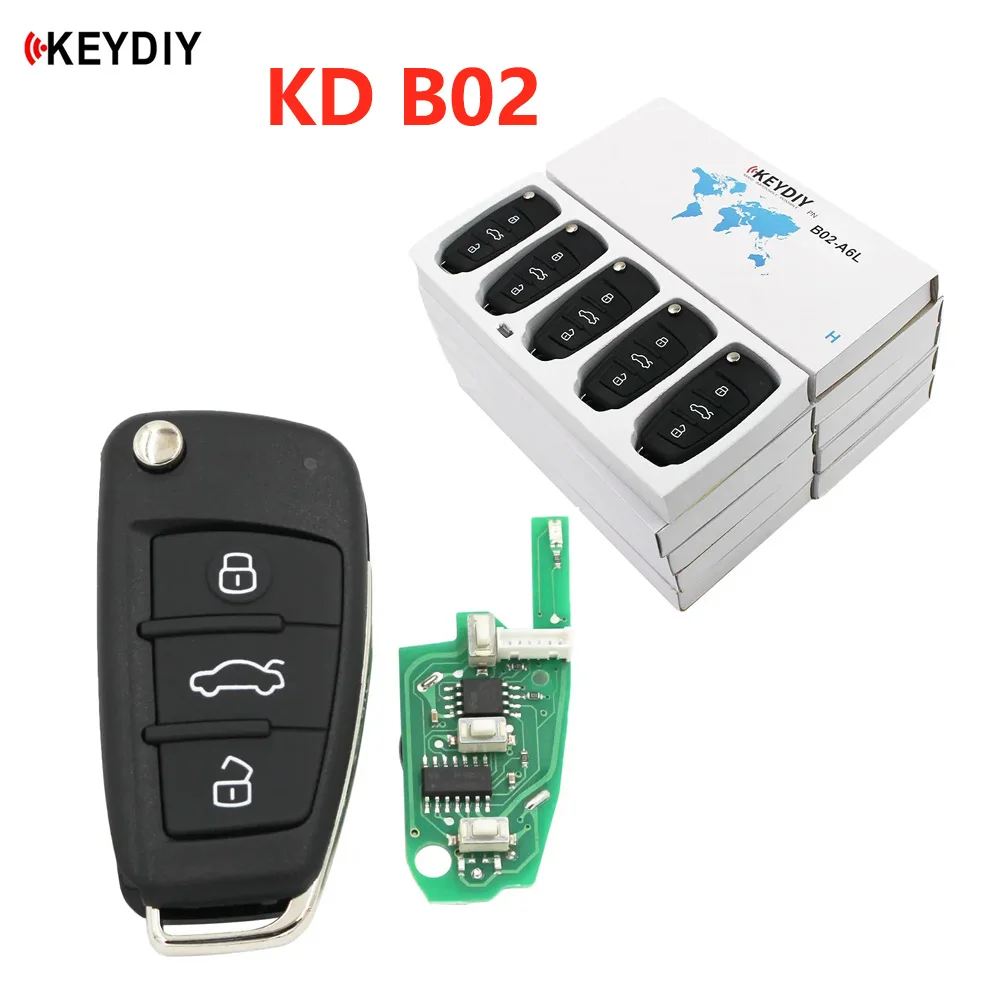 

Пульт дистанционного управления KEYDIY B02 KD, Универсальный Автомобильный ключ B-Series, 3 кнопки, для Audi A6L, URG200/KD900/KD200, программатор, инструменты, 5 шт./партия