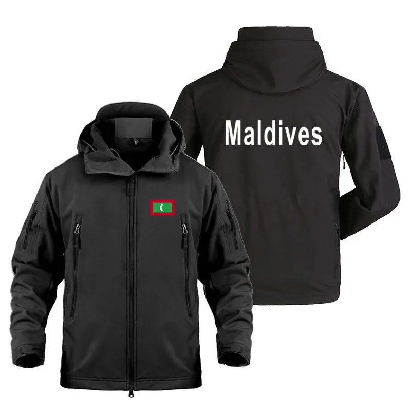 

Fleece Warm SoftShell Shark Skin Hooded Man Coat Jacket Maldives Print Windproof Waterproof Military Outdoor Jackets for Men Top