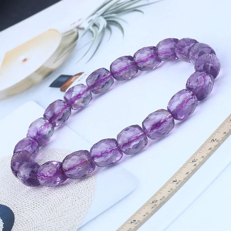 

Natural Stone Amethyst Healing Bracelet Women Gemstone Fine Jewelry Genuine Purple Crystal Faceted Amethyst Bracelets Bangles