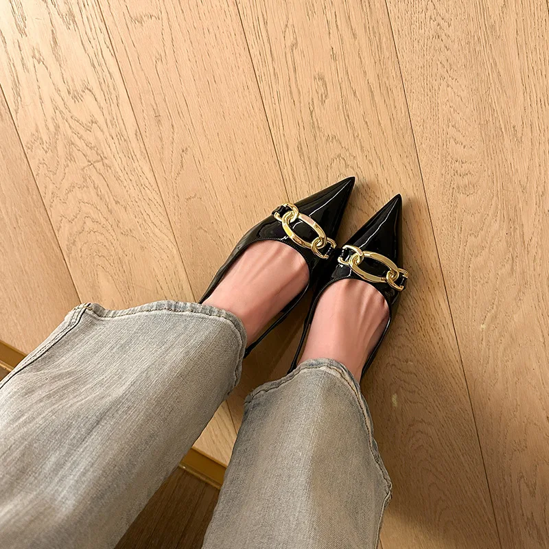 

High heels, women's slim heels high-end feel kitten and socialite style French commuting not tiring feet retro black pointed toe