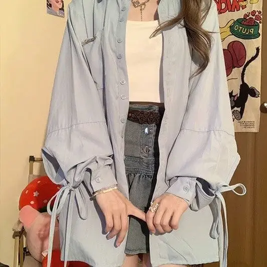 2023 Spring Autumn Women Shirts Sweat Loose Oversized Blouses Female Tops Loose BF Korean Style Blusas Pockets
2023 Spring Autumn Women Shirts Sweat Loose Oversized Blouses Female Tops Loose BF Korean Style Blusas Pockets