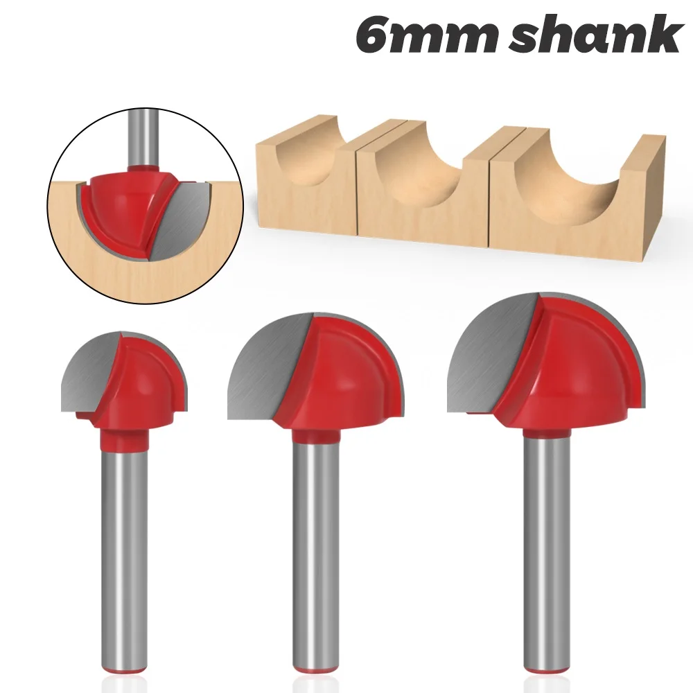 

1pc 6mm Shank CNC tools solid carbide round nose Bits Round Nose Cove Core Box Router Bit Shaker Cutter Tools For Woodworking