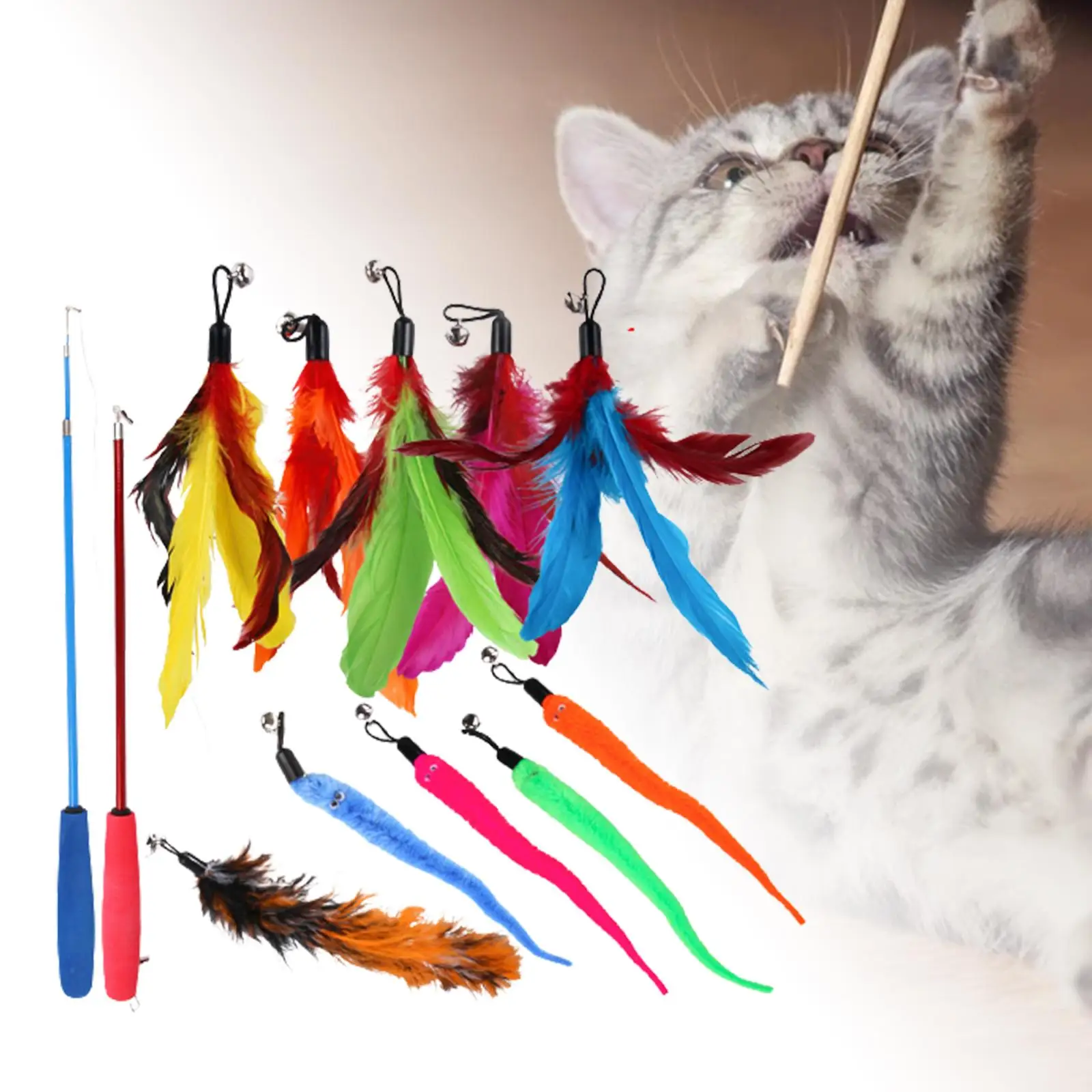 Feather Pcs Retractable Cat 10 Replacement Refills Assorted Feathers with Bell, Interactive Toys
Feather Pcs Retractable Cat 10 Replacement Refills Assorted Feathers with Bell, Interactive Toys